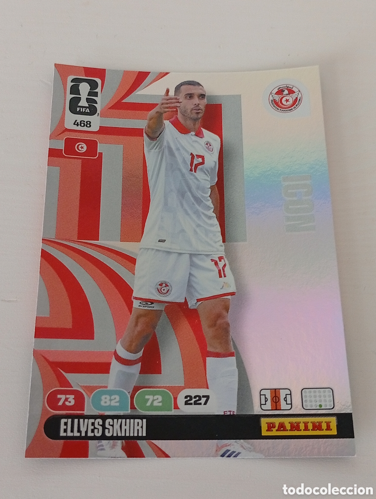 Football Stickers: ELLVES SKHIRI (T&Uacute;NEZ). CARTA ICON PANINI ADRENALYN XL FIFA WORLD CUP 2026. #468.