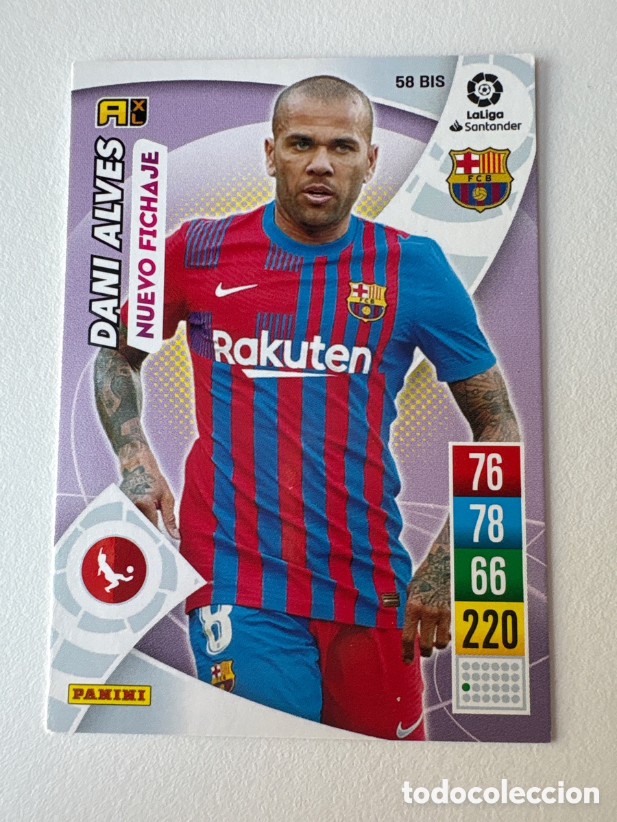Cromos de f&uacute;tbol: Carta Dani Alves 58bis Bar&ccedil;a Adrenalyn 2021-22