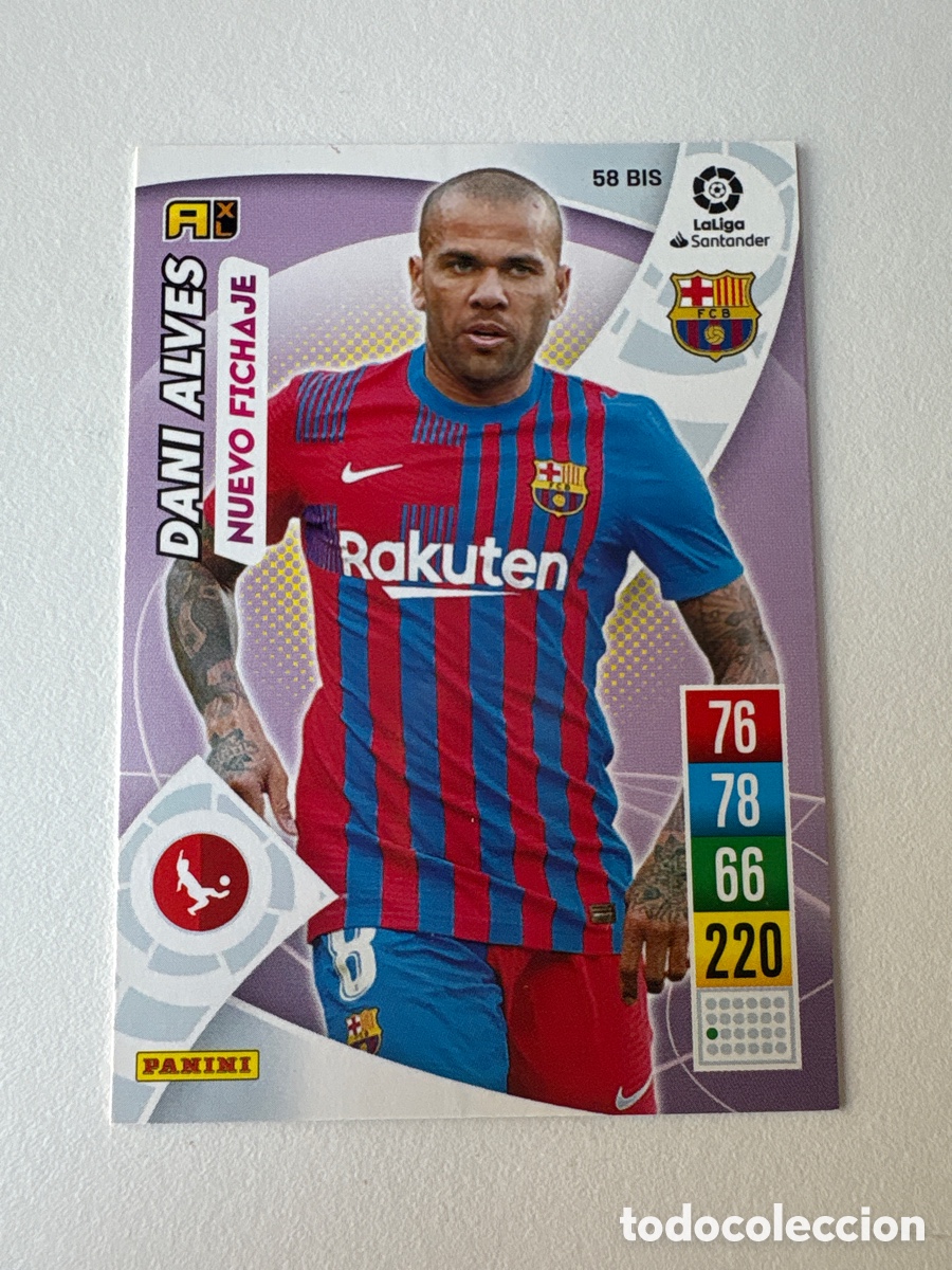 Cromos de f&uacute;tbol: Carta Dani Alves 58bis Bar&ccedil;a ADRENALYN 2021-22