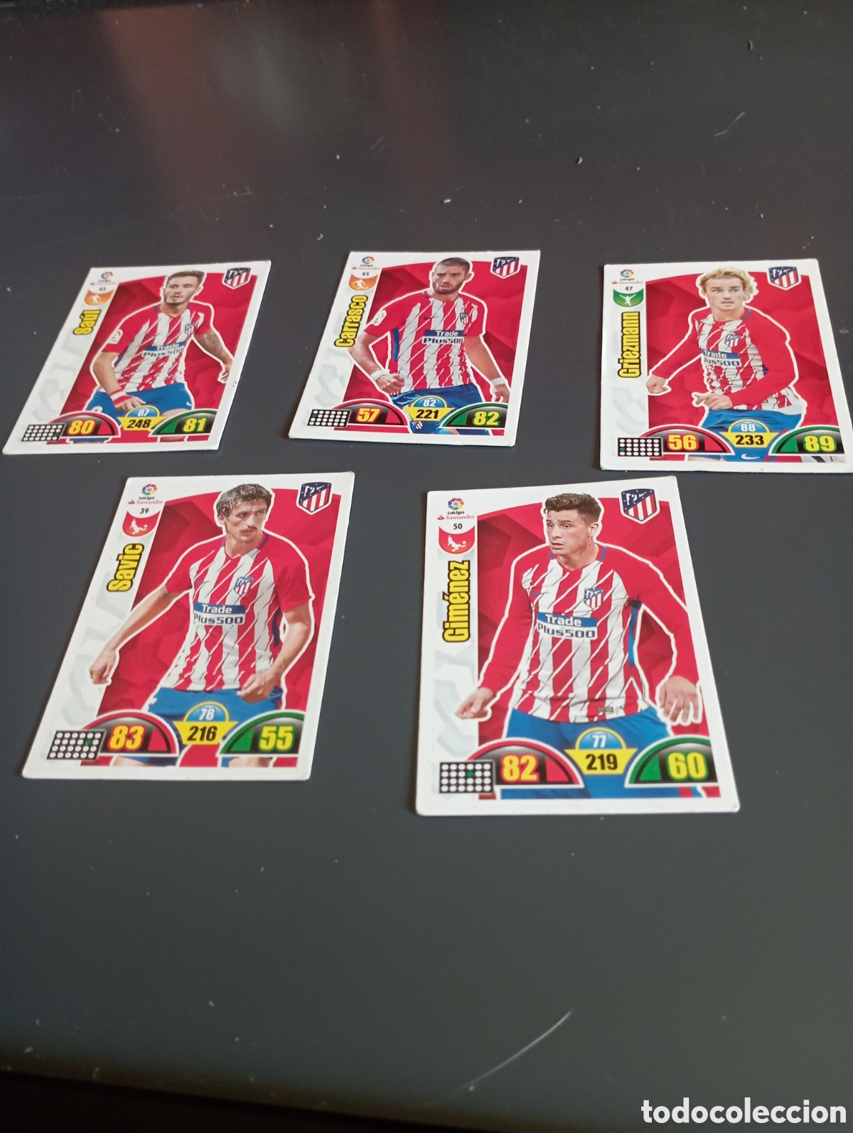 Fu&szlig;ball-Sticker: Mini lote 5 cromos atl&eacute;tico de Madrid adrenalyn XL 2017 18