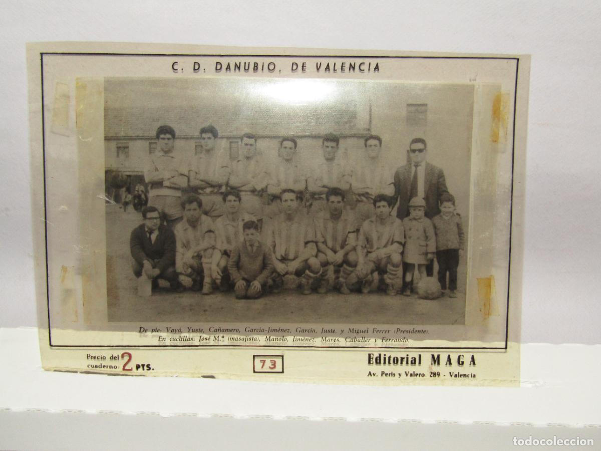 Cromos de f&uacute;tbol: Antiguo Fotolito Positivo Equipo de Futbol C.D. DANUBIO de Valencia del TBO N&ordm; 73 de OLIMAN de MAGA