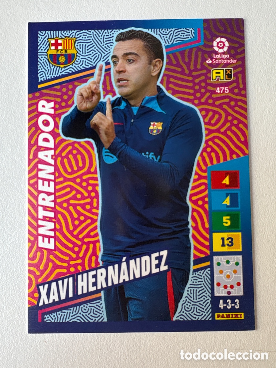 Football Stickers: Carta Xavi Hern&aacute;ndez 475 Entrenador Bar&ccedil;a Adrenalyn 2022-23