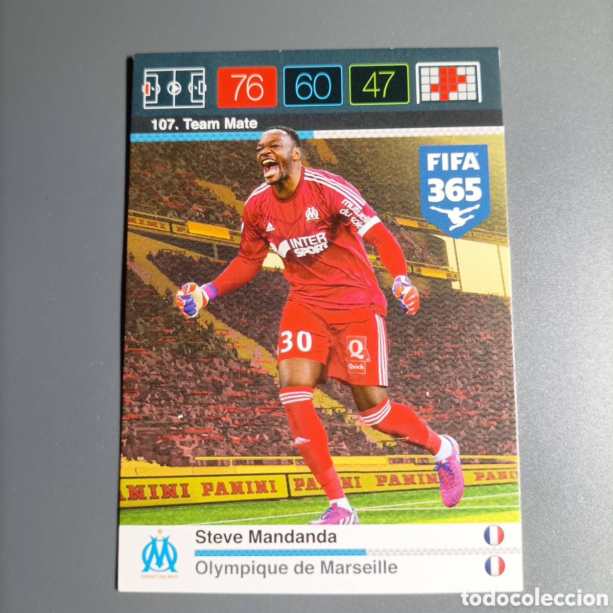 Fu&szlig;ball-Sticker: CARD ADRENALYN XL FIFA 365 PANINI 2016 (OLYMPIQUE DE MARSEILLE) №107 STEVE MANDANDA