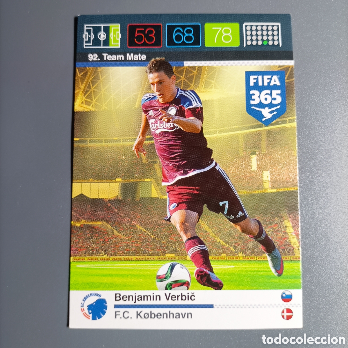Cromos de f&uacute;tbol: CARD ADRENALYN XL FIFA 365 PANINI 2016 (FC KOBENHAVN) №92 BENJAMIN VERBIČ