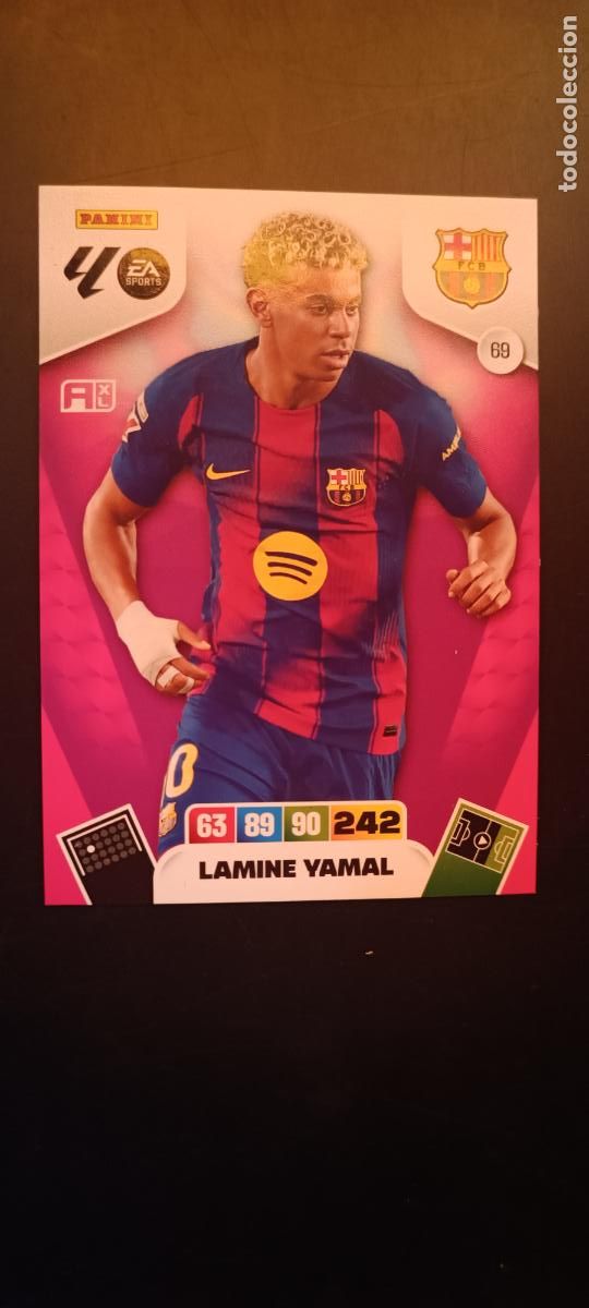 Cartes &agrave; collectionner de Football: N&deg;69 LAMINE YAMAL BARCELONA ADRENALYN PANINI LIGA 25-26 2025 2026.