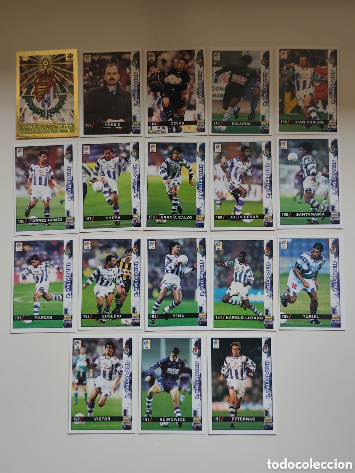 Cromos de f&uacute;tbol: 18 CARDS REAL VALLADOLID MUNDICROMO 1998 1999
