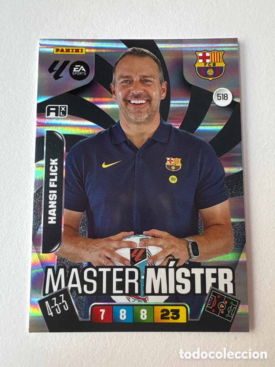 Cromos de f&uacute;tbol: Carta Hansi Flick Master Mister 518 Bar&ccedil;a Adrenalyn 2025-26