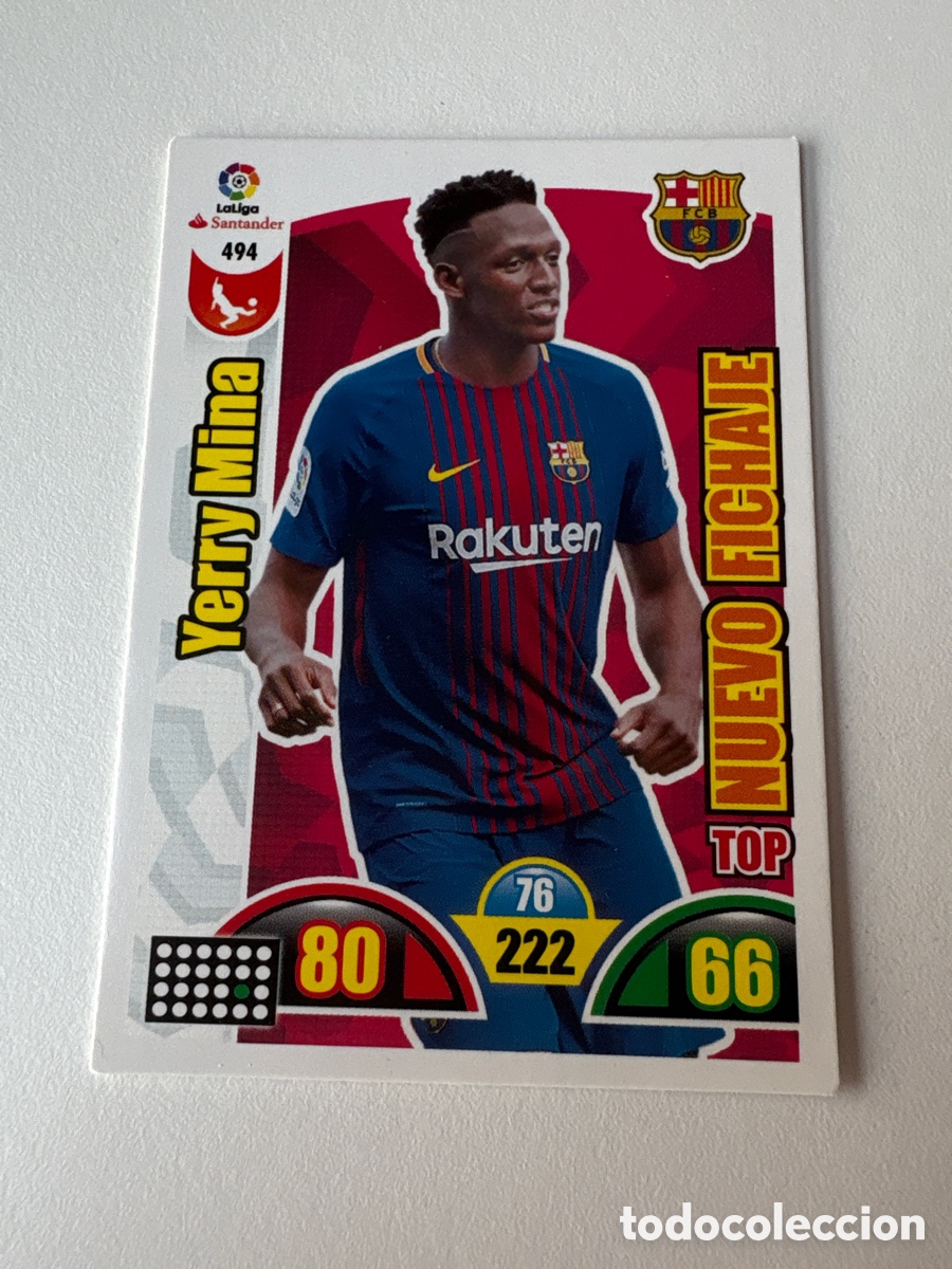 Cromos de f&uacute;tbol: Carta Yerry Mina Top Nuevo Fichaje 494 Bar&ccedil;a Adrenalyn 2017-18