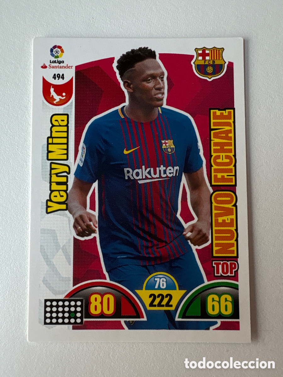 Cromos de f&uacute;tbol: Carta Yerry Mina Top Nuevo Fichaje 494 Bar&ccedil;a Adrenalyn 2017-18