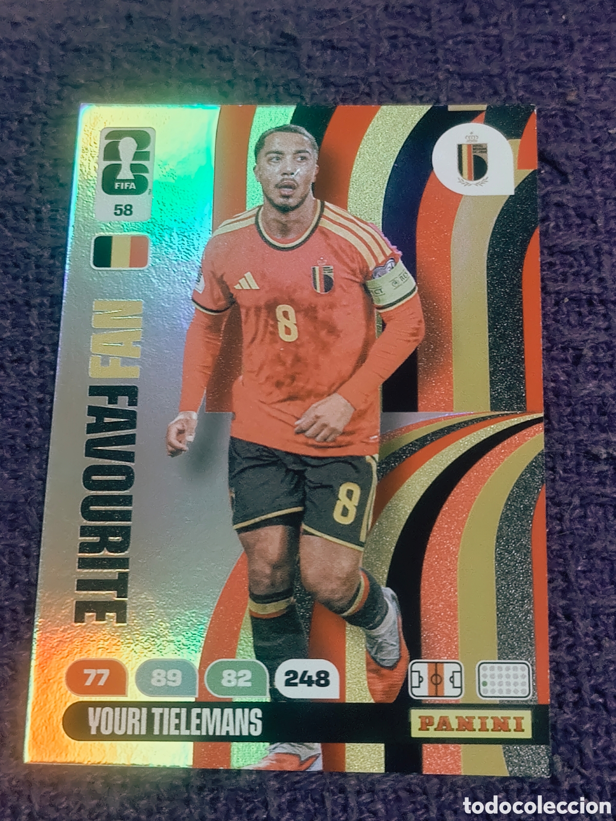 Football Stickers: Carta Youri Tielemans 58 - FAN FAVOURITE - Panini FIFA 365 Mundial 2026
