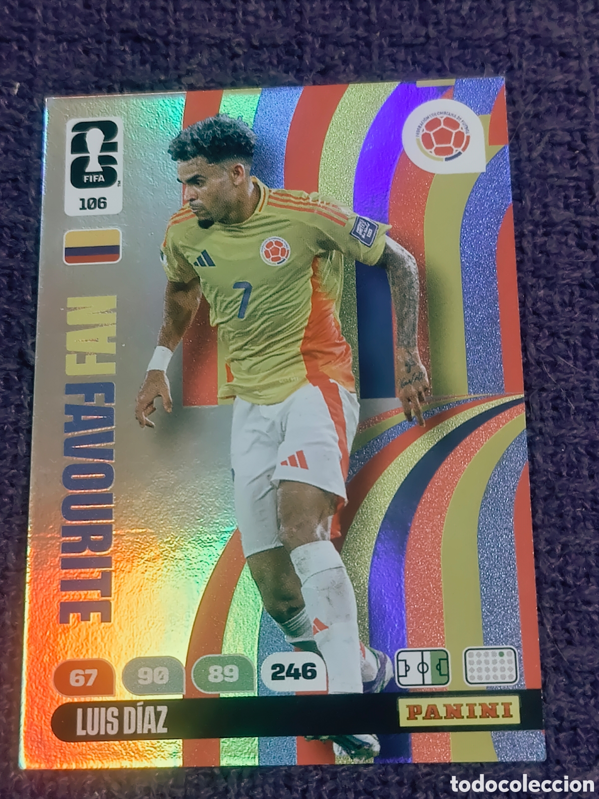 Football Stickers: Carta Luis D&iacute;az 106 - FAN FAVOURITE - Panini FIFA 365 Mundial 2026