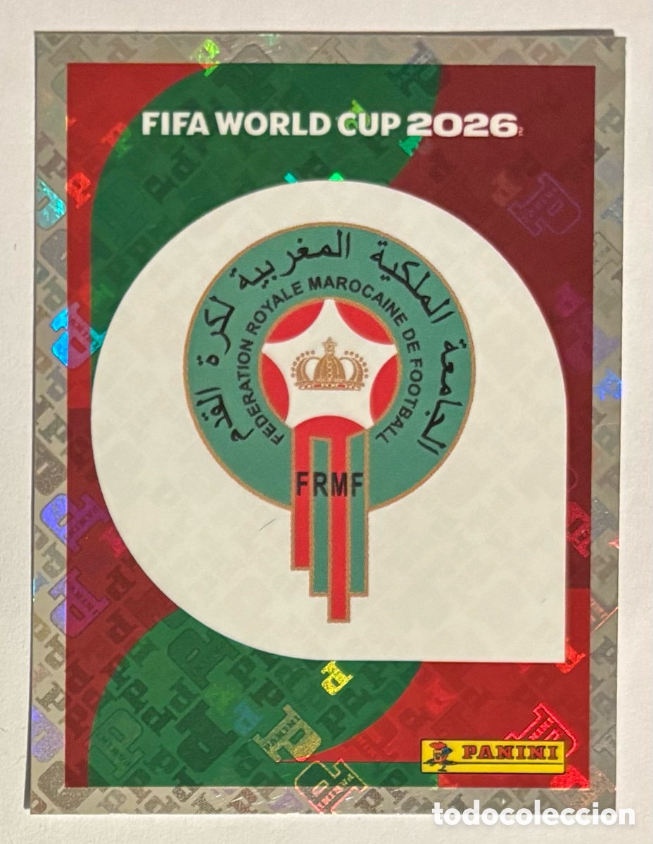 Cromos de f&uacute;tbol: ESCUDO MARRUECOS. CROMO STICKER PANINI FIFA WORLD CUP 2026. #MAR1. MUNDIAL 2026.
