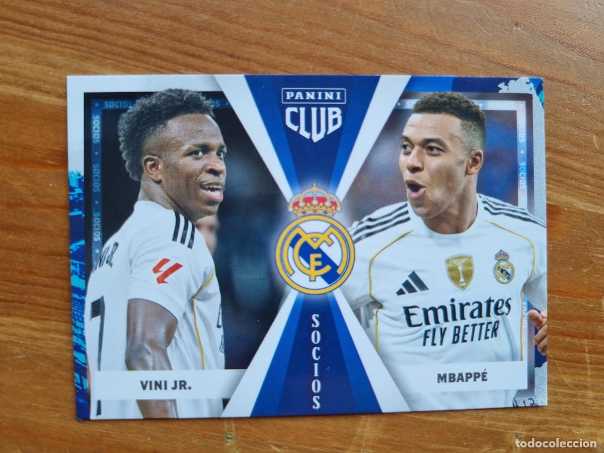 Cromos de f&uacute;tbol: 49 VINI JR. / MBAPP&Eacute; (Socios). Panini Club Real Madrid 2025 2026 25 26. NUEVO