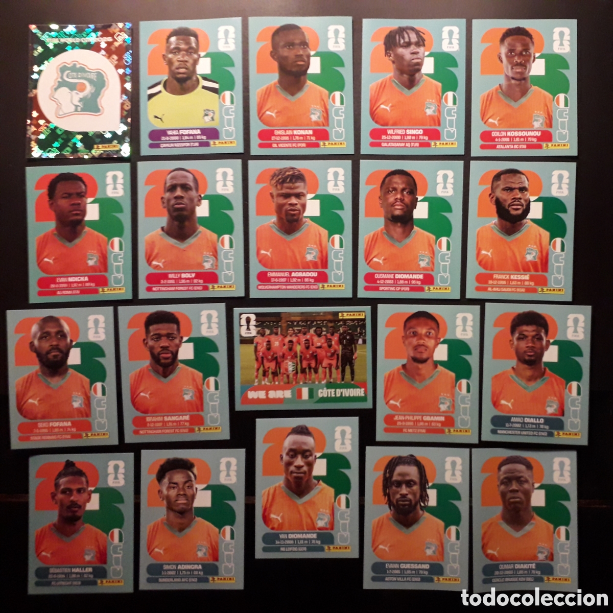 Cromos de f&uacute;tbol: 20 CROMOS COSTA DE MARFIL, EQUIPO COMPLETO MUNDIAL F&Uacute;TBOL 2026 FIFA WORLD CUP PANINI SIN PEGAR