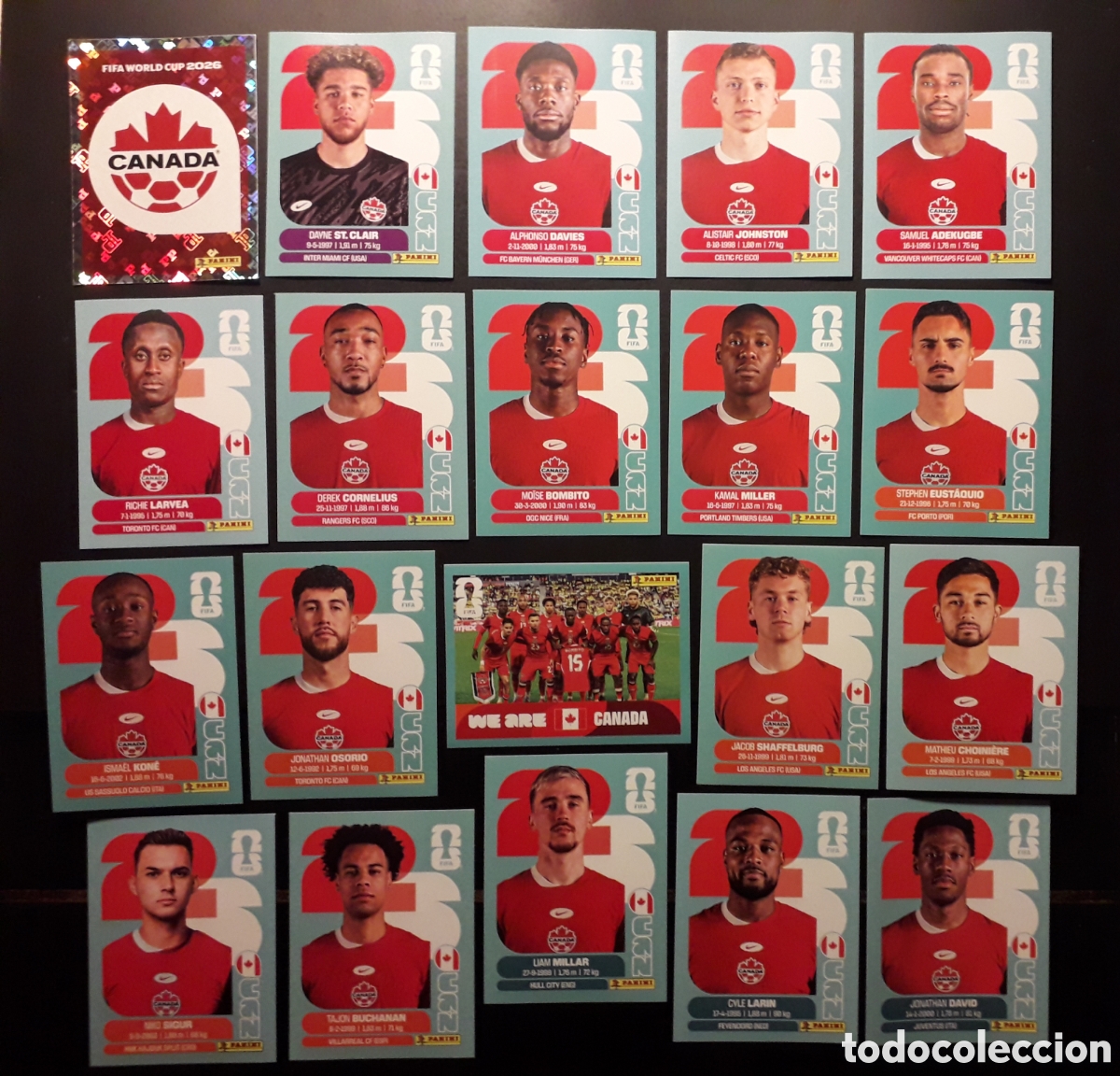 Cromos de f&uacute;tbol: 20 CROMOS CANAD&Aacute;, EQUIPO COMPLETO MUNDIAL F&Uacute;TBOL 2026 FIFA WORLD CUP PANINI SIN PEGAR