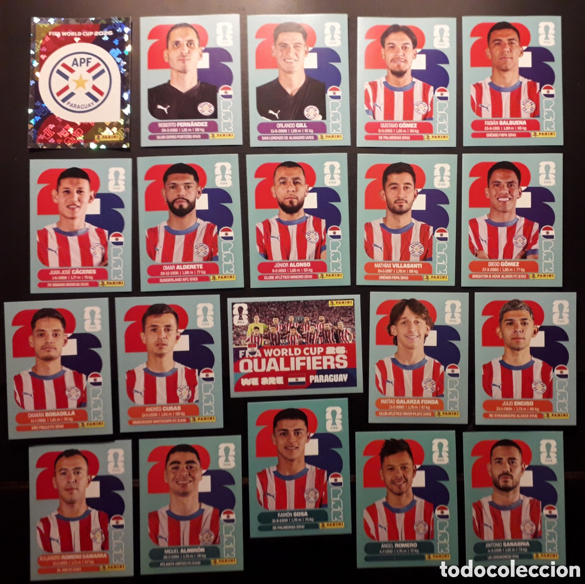 Cromos de f&uacute;tbol: 20 CROMOS PARAGUAY, EQUIPO COMPLETO MUNDIAL F&Uacute;TBOL 2026 FIFA WORLD CUP PANINI SIN PEGAR