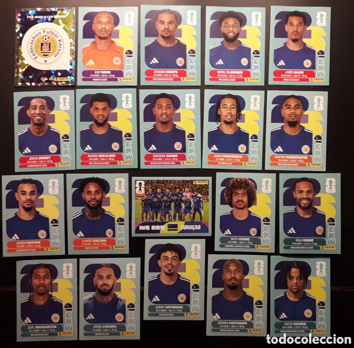 Cromos de f&uacute;tbol: 20 CROMOS CURA&Ccedil;AO, EQUIPO COMPLETO MUNDIAL F&Uacute;TBOL 2026 FIFA WORLD CUP PANINI SIN PEGAR