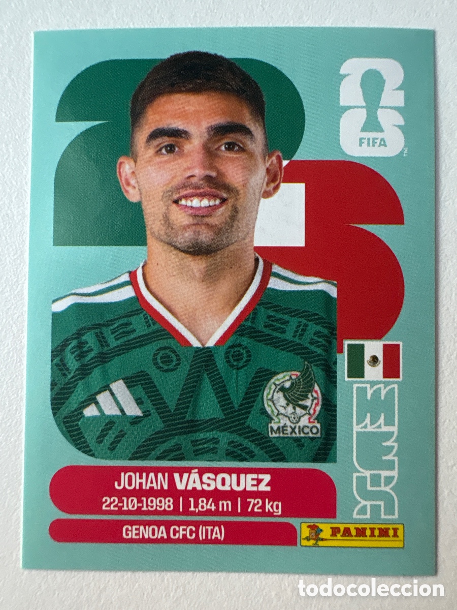 Cromos de f&uacute;tbol: Carta Johan V&aacute;squez M&eacute;xico 3 Panini Mundial 2026