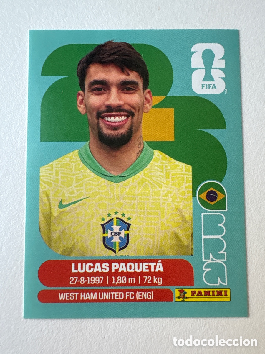 Cartes &agrave; collectionner de Football: Carta Lucas Paquet&aacute; Brasil 9 Panini Mundial 2026