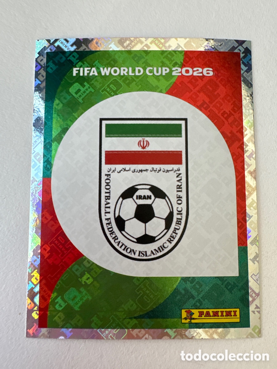 Cromos de f&uacute;tbol: Carta Escudo Ir&aacute;n 1 Panini Mundial 2026