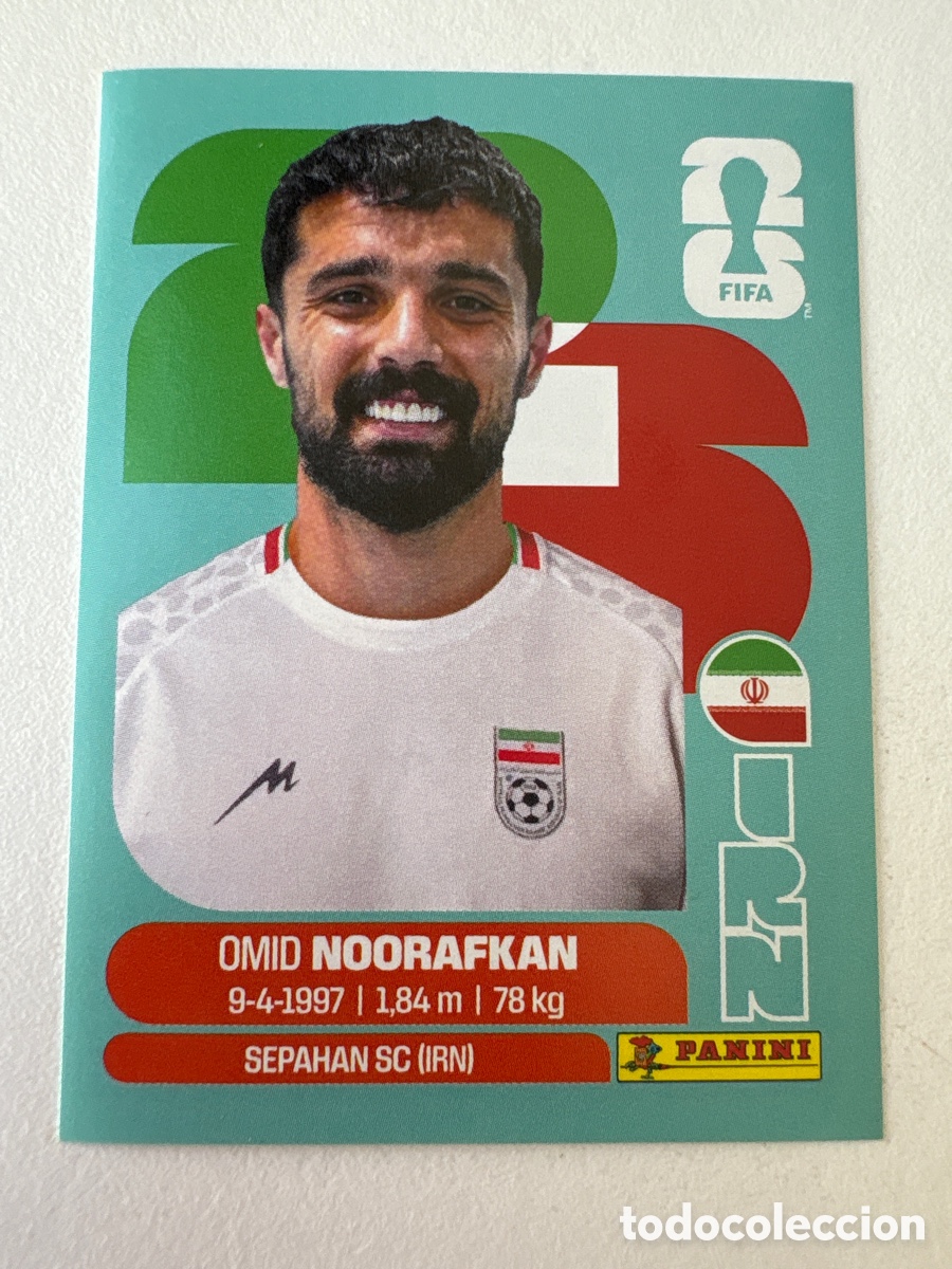 Cromos de f&uacute;tbol: Carta Omid Noorafkan Ir&aacute;n 14 Panini Mundial 2026