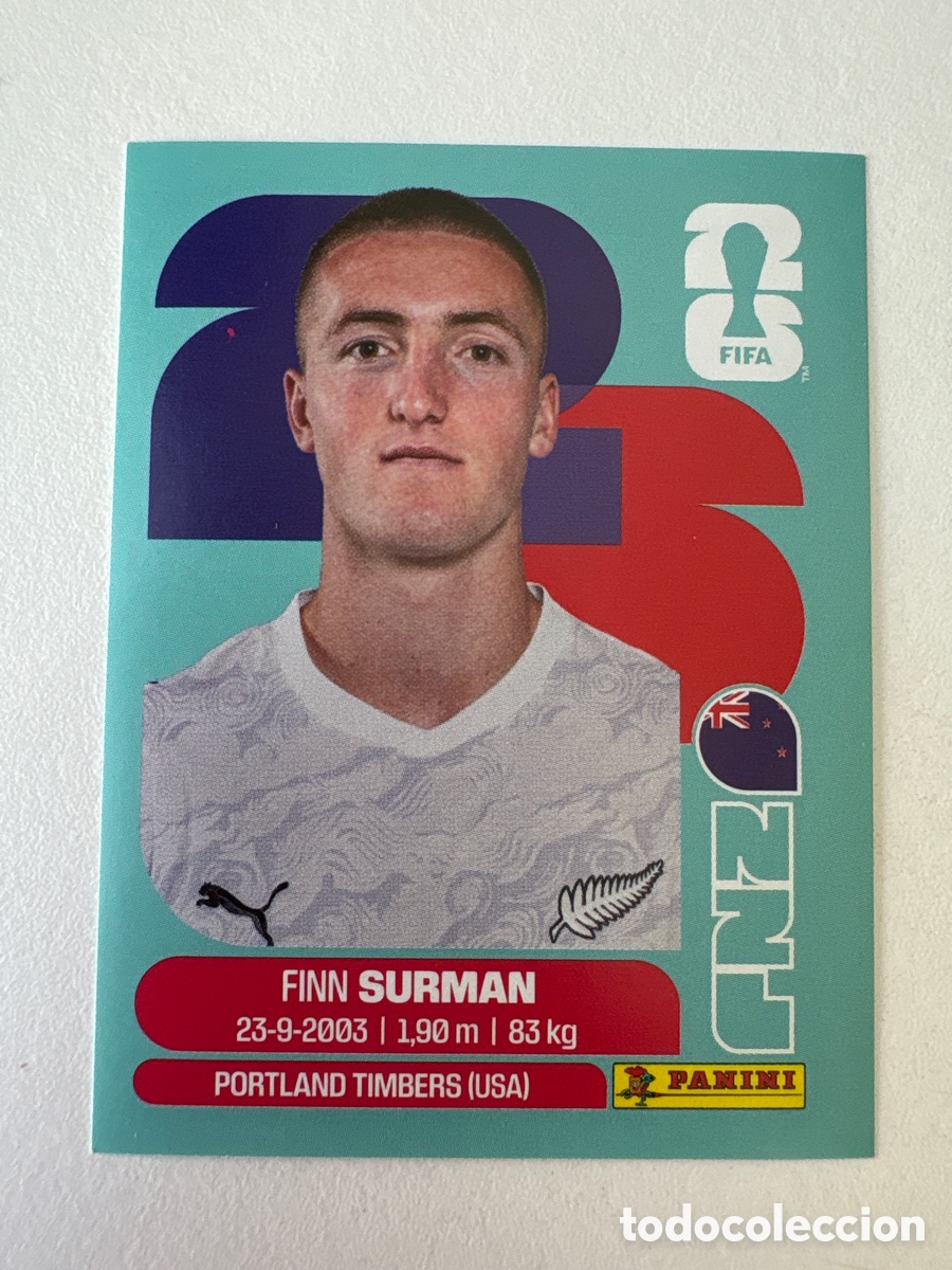 Cromos de f&uacute;tbol: Carta Finn Surman Nueva Zelanda 9 Panini Mundial 2026