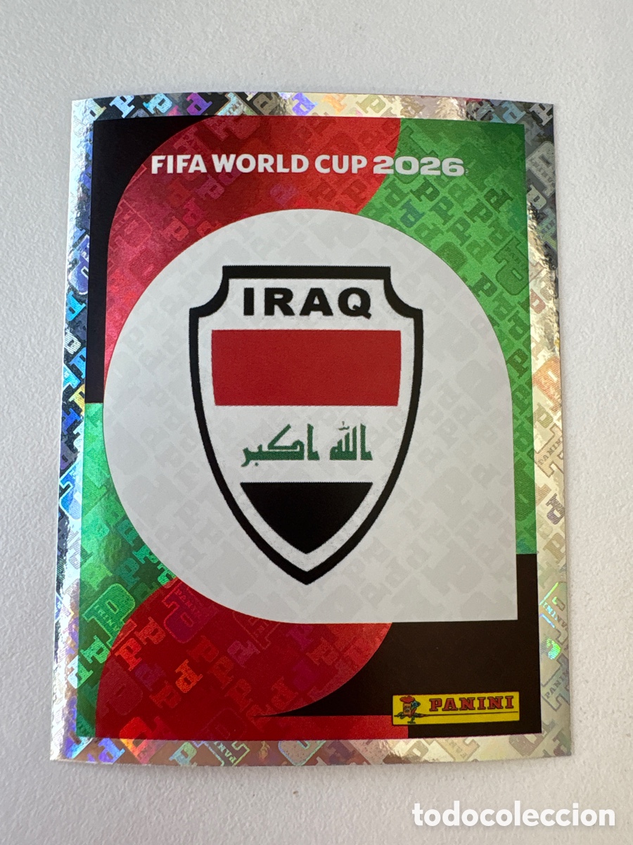 Cromos de f&uacute;tbol: Carta Escudo Iraq 1 Panini Mundial 2026