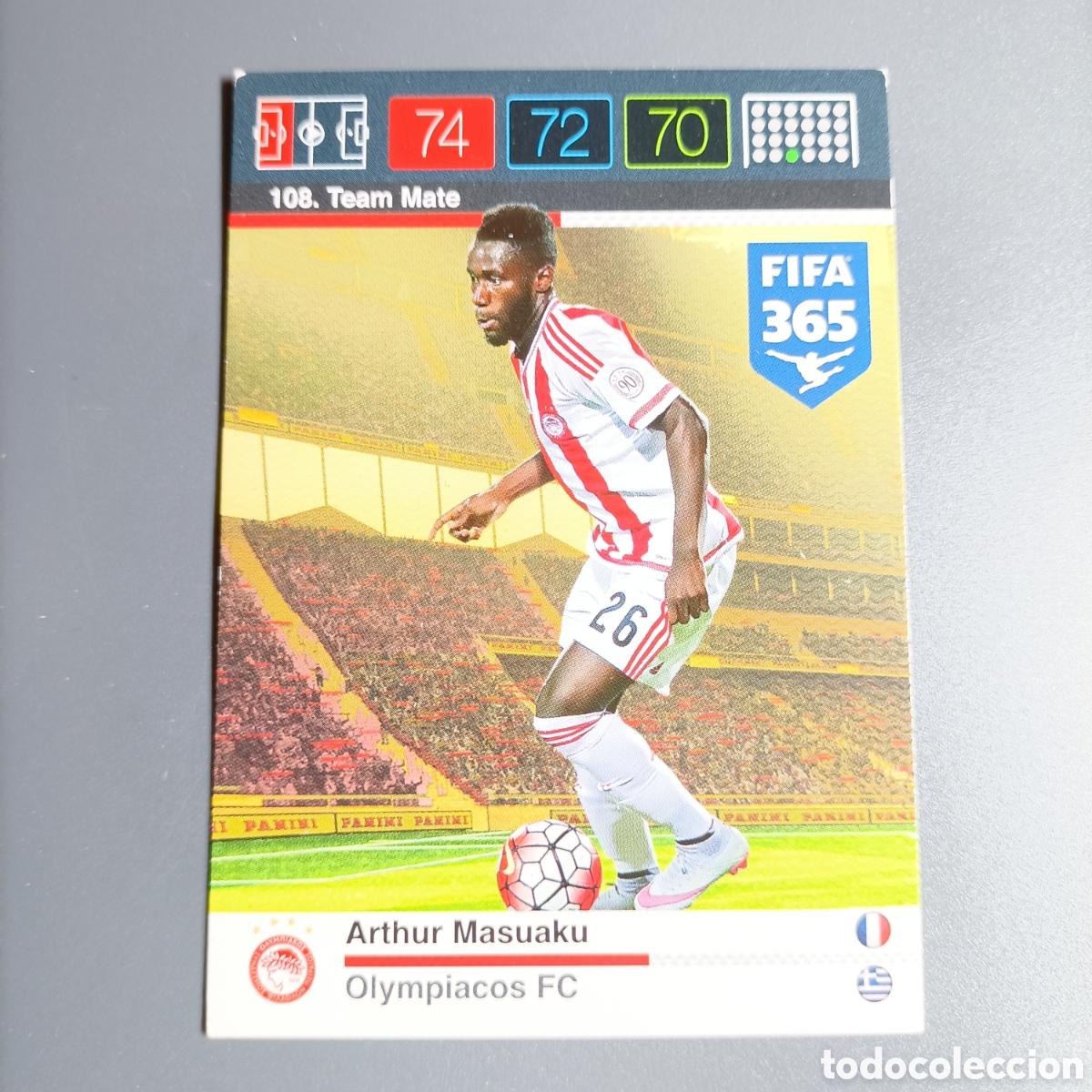 Cromos de f&uacute;tbol: CARD ADRENALYN XL FIFA 365 PANINI 2016 (OLYMPIACOS FC) №108 ARTHUR MASUAKU