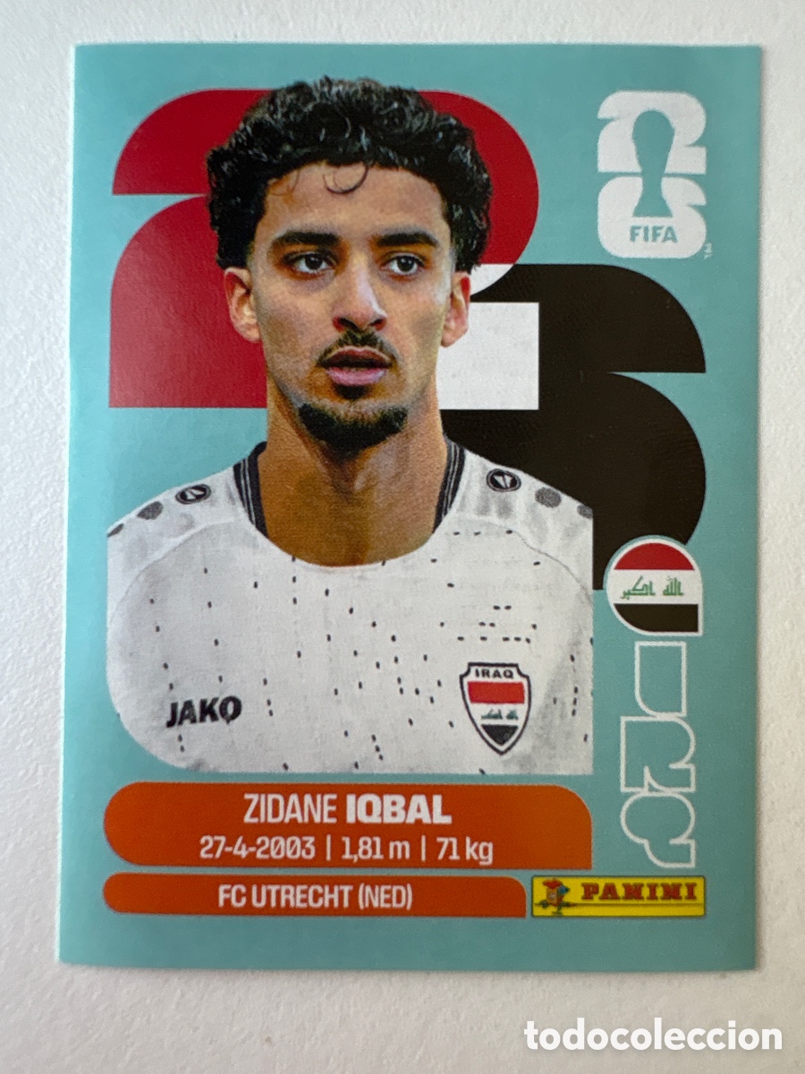 Cromos de f&uacute;tbol: Carta Zidane Iqbal Irak 9 Panini Mundial 2026