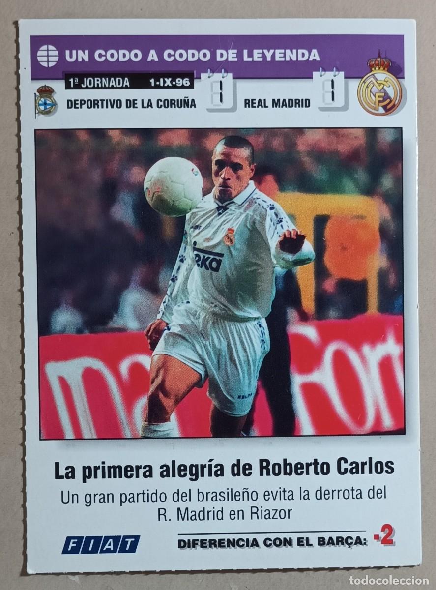 Cartes &agrave; collectionner de Football: UN CODO A CODO DE LEYENDA 1996 1997 - DEPORTIVO DE LA CORU&Ntilde;A / REAL MADRID - ROBERTO CARLOS - 96 97