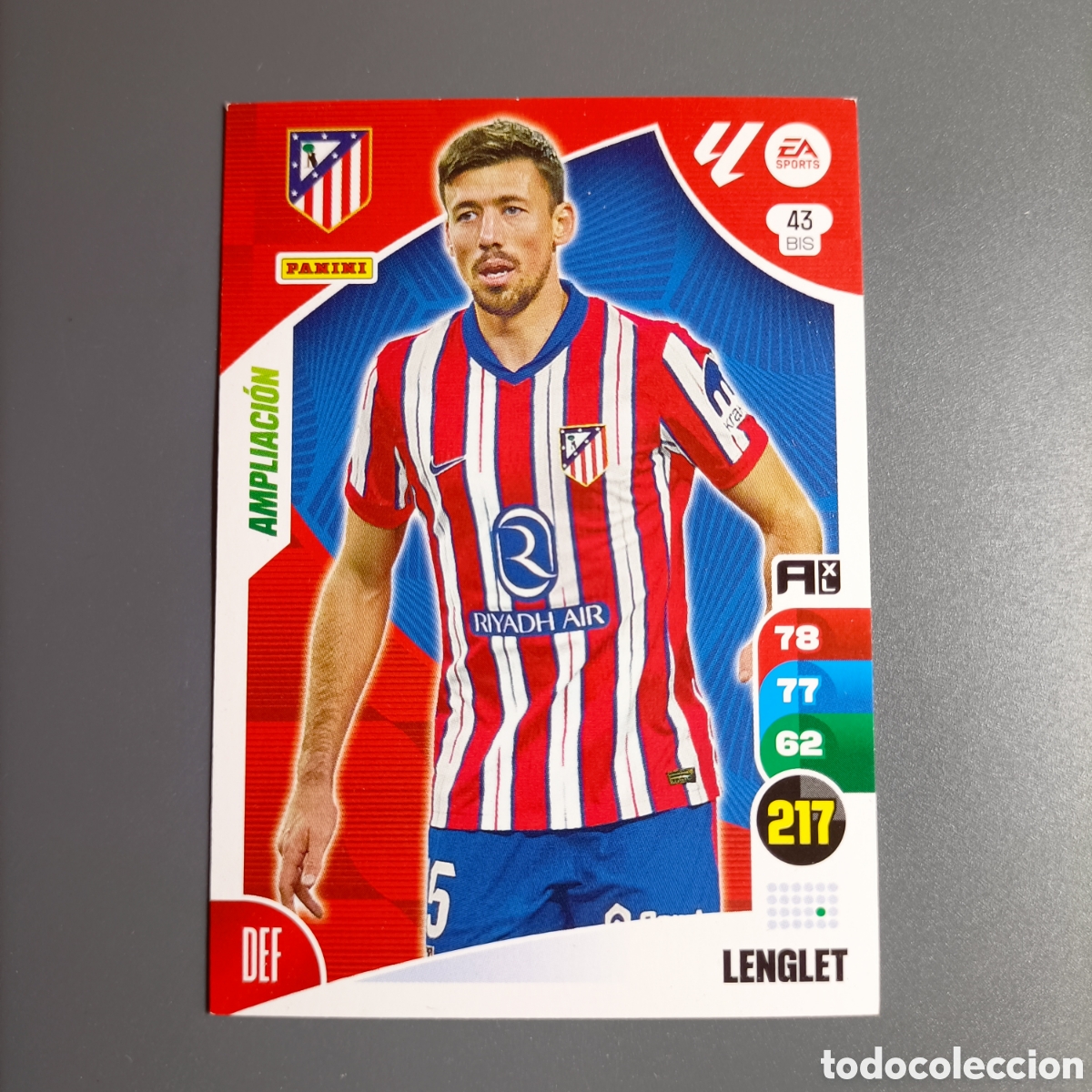 Cromos de f&uacute;tbol: ADRENALYN. LIGA 2024-2025 (ATL&Eacute;TICO) №43 BIS. LENGLET / AMPLIACI&Oacute;N