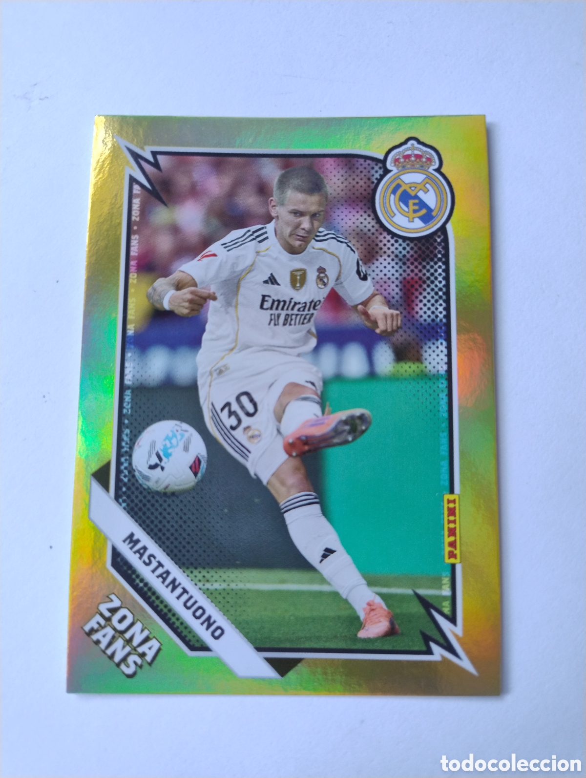 Cromos de f&uacute;tbol: KO 40 - Mastantuono - Real Madrid - Panini Club Zona Fans 2025 - 2026 Kromix Paralela