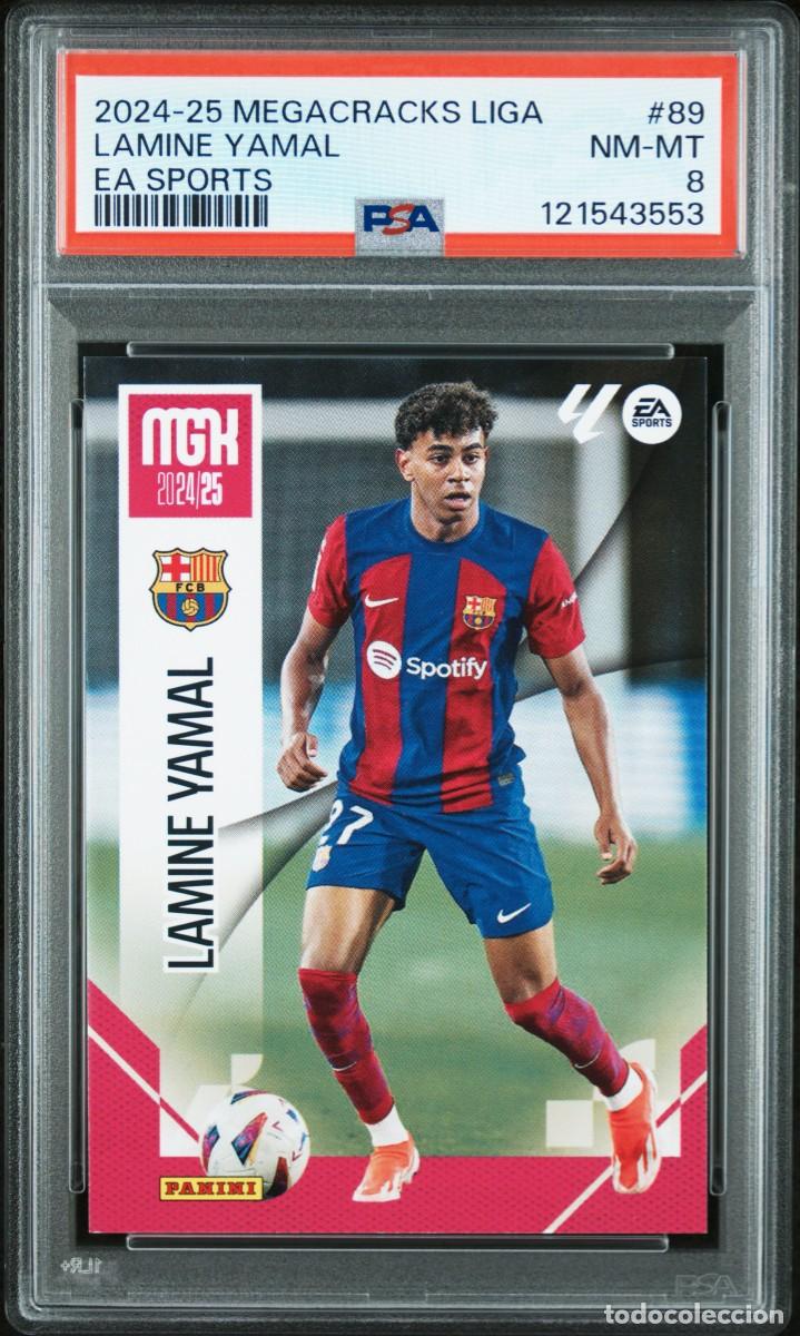 Cromos de f&uacute;tbol: Lamine Yamal #89 FC Barcelona Panini Megacracks 2024 2025 PSA 8