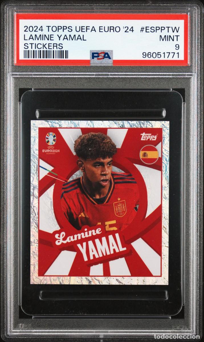 Cromos de f&uacute;tbol: Lamine Yamal #ESPPTW Espa&ntilde;a Topps UEFA EURO 2024 Brillante PSA 9