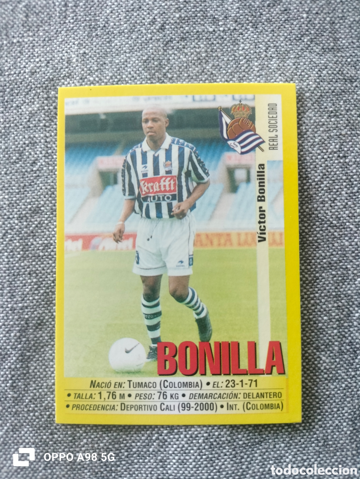 Cromos de f&uacute;tbol: Cromo 189 versi&oacute;n Bonilla Real Sociedad Panini liga temporada 99 00 1999 2000