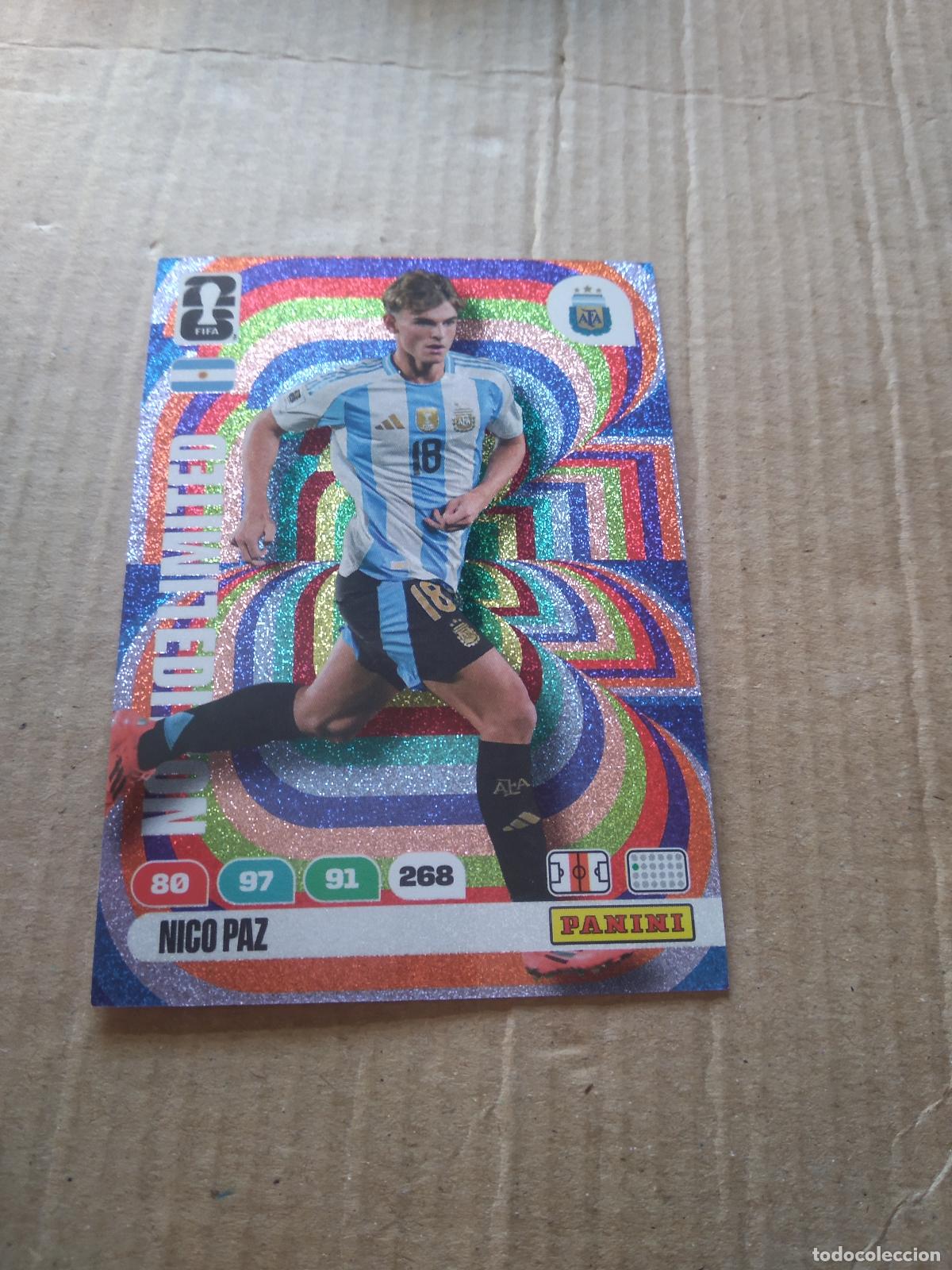 Cromos de f&uacute;tbol: NICO PAZ ROOKIE ARGENTINA EDICION LIMITADA CROMO FUTBOL PANINI ADRENALYN MUNDIAL 2026 WORLD CUP