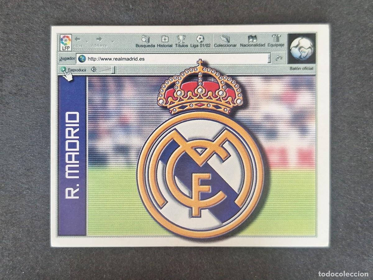 Cromos de f&uacute;tbol: ESCUDO REAL MADRID LIGA ESTE 2001 2002 01 02 NUNCA PEGADO SIN PEGAR