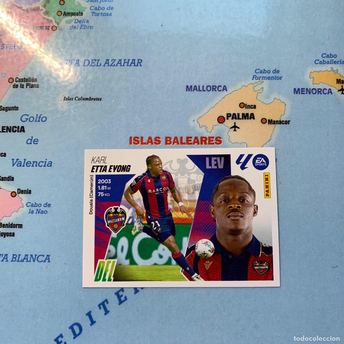 Cromos de f&uacute;tbol: Etta Eyong &uacute;ltimo fichaje n&uacute;mero 58 Del Levante cromo liga este 25-26 2025-2026