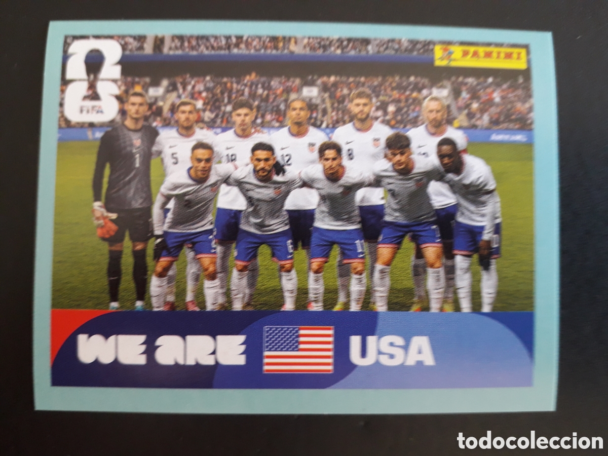 Cartes &agrave; collectionner de Football: EQUIPO ESTADOS UNIDOS USA 13 MUNDIAL F&Uacute;TBOL 2026 FIFA WORLD CUP PANINI SIN PEGAR PEDIDO M&Iacute;NIMO 3&euro;