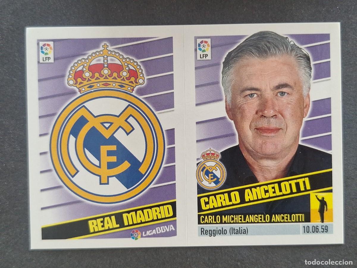 Cartes &agrave; collectionner de Football: ESCUDO CARLO ANCELOTTI ENTRENADOR REAL MADRID LIGA ESTE 2013 2014 13 14 NUNCA PEGADO SIN PEGAR