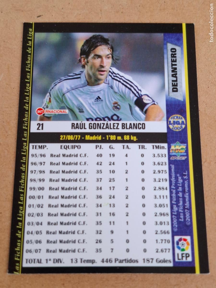 Cromos de f&uacute;tbol: MUNDICROMO 2007 2008 07 08 - 21 RA&Uacute;L - REAL MADRID - CP13