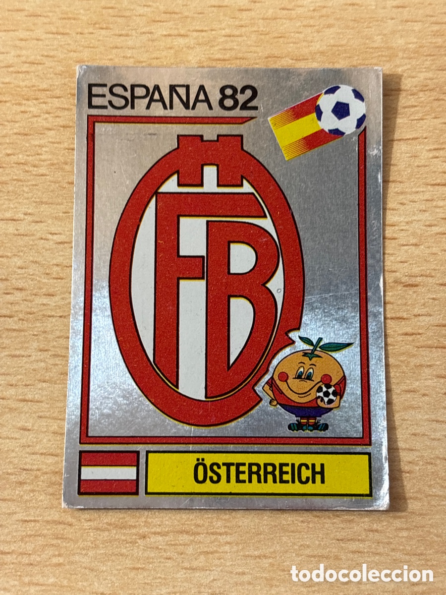 Fu&szlig;ball-Sticker: # 128 Escudo Austria Mundial Espa&ntilde;a 82 sin pegar Panini