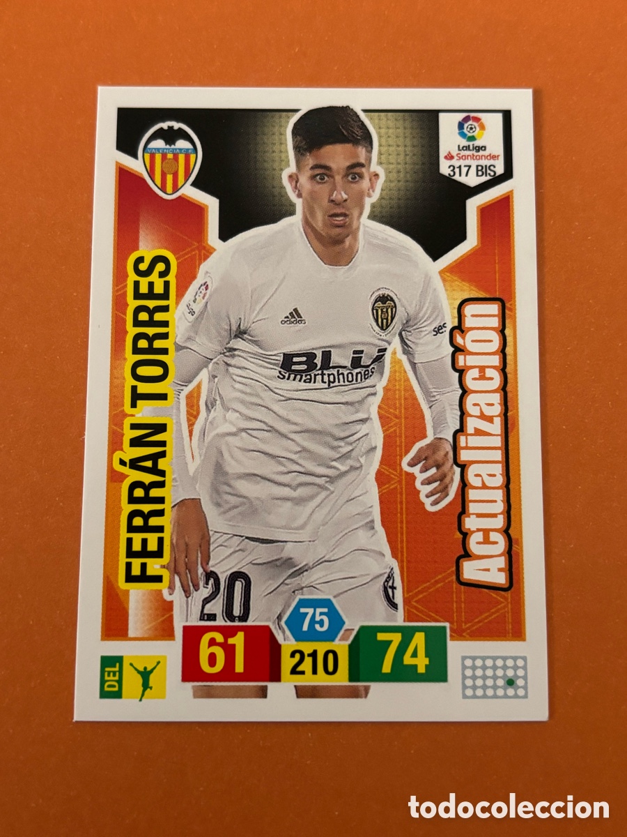 Cromos de f&uacute;tbol: 317 BIS FERRAN TORRES VALENCIA CF ACTUALIZACION FICHAS ALBUM ADRENALYN 2018 2019 18 19