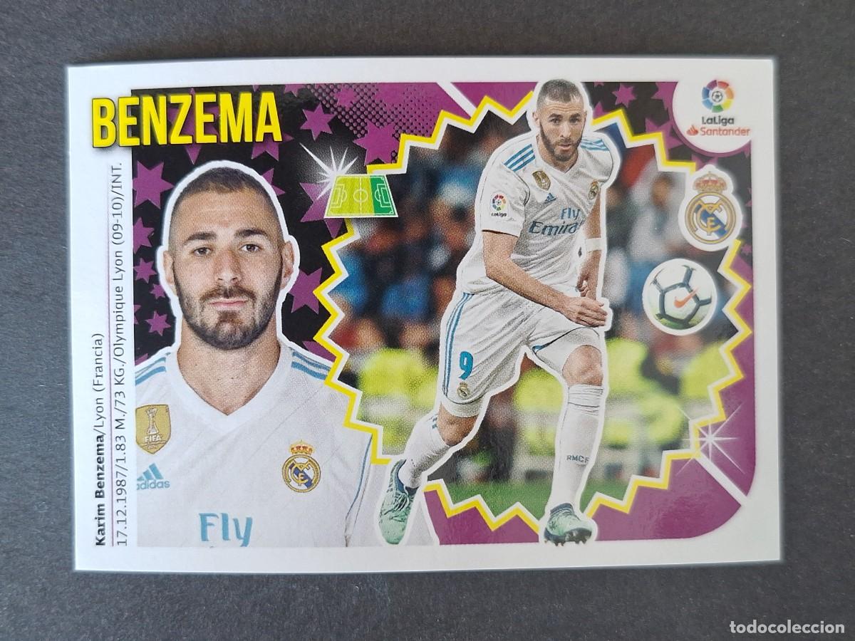 Cromos de f&uacute;tbol: BENZEMA REAL MADRID LIGA ESTE 2018 2019 18 19 NUNCA PEGADO SIN PEGAR