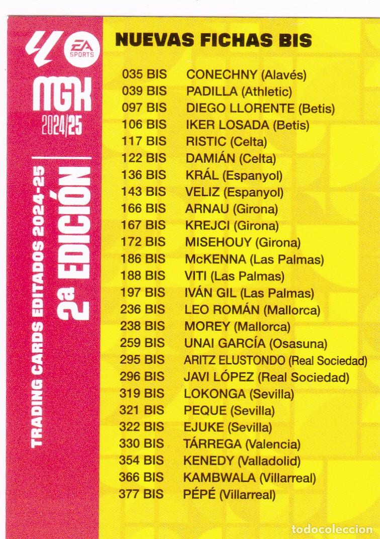 Cromos de f&uacute;tbol: MGK 2024-25 CHECKLIST EDITADOS 2&ordf; EDICION (NUEVO DE SOBRE) (A-3)
