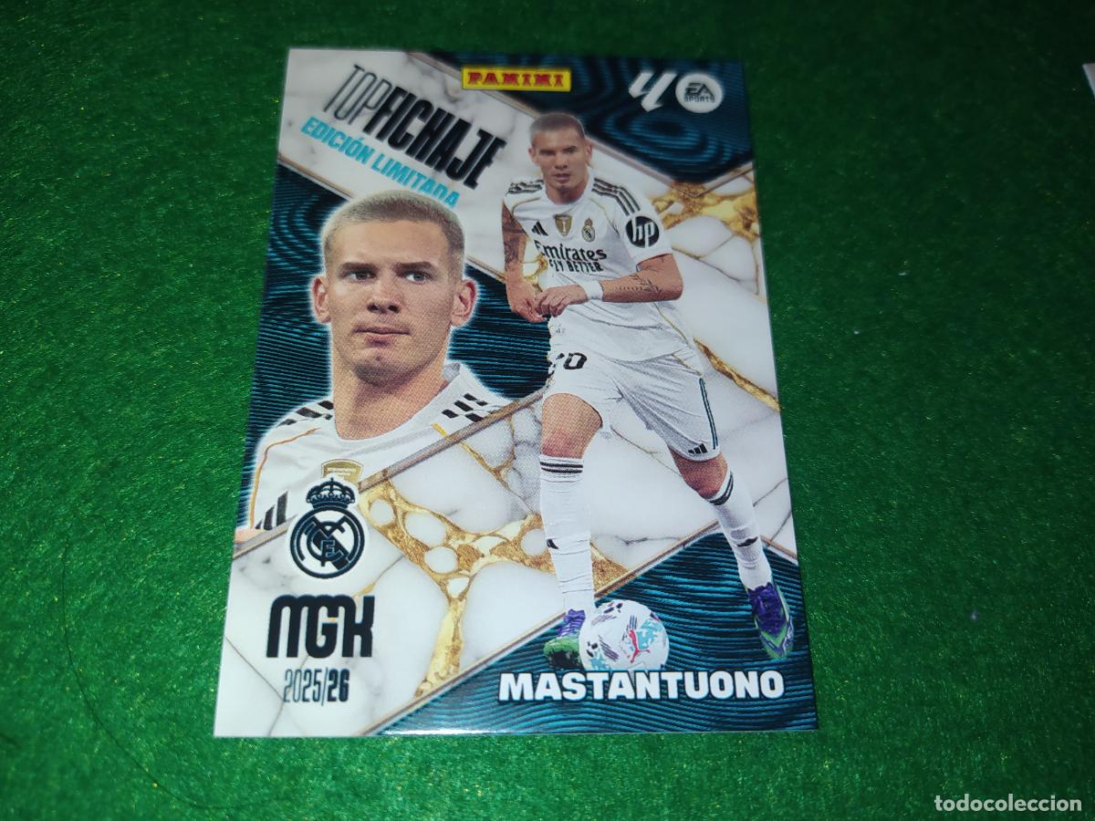 Cromos de f&uacute;tbol: EDICION LIMITADA MGK 2025 2026 TOP FICHAJE MASTANTUONO REAL MADRID