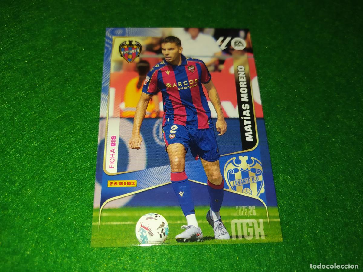 Cromos de f&uacute;tbol: EDICION LIMITADA MGK 2025 2026 FICHA BIS MATIAS MORENO LEVANTE