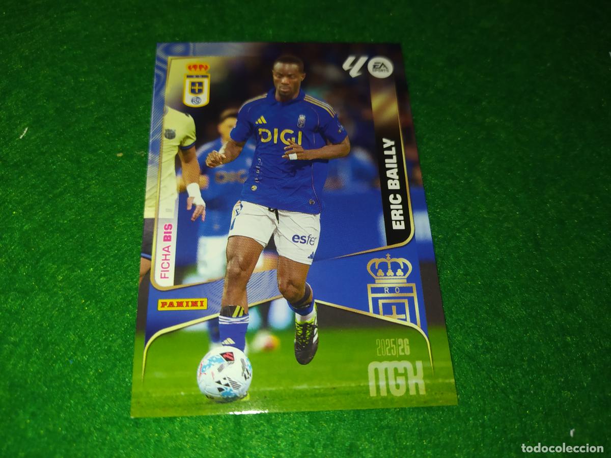 Cromos de f&uacute;tbol: EDICION LIMITADA MGK 2025 2026 FICHA BIS ERIC BAILLY REAL OVIEDO
