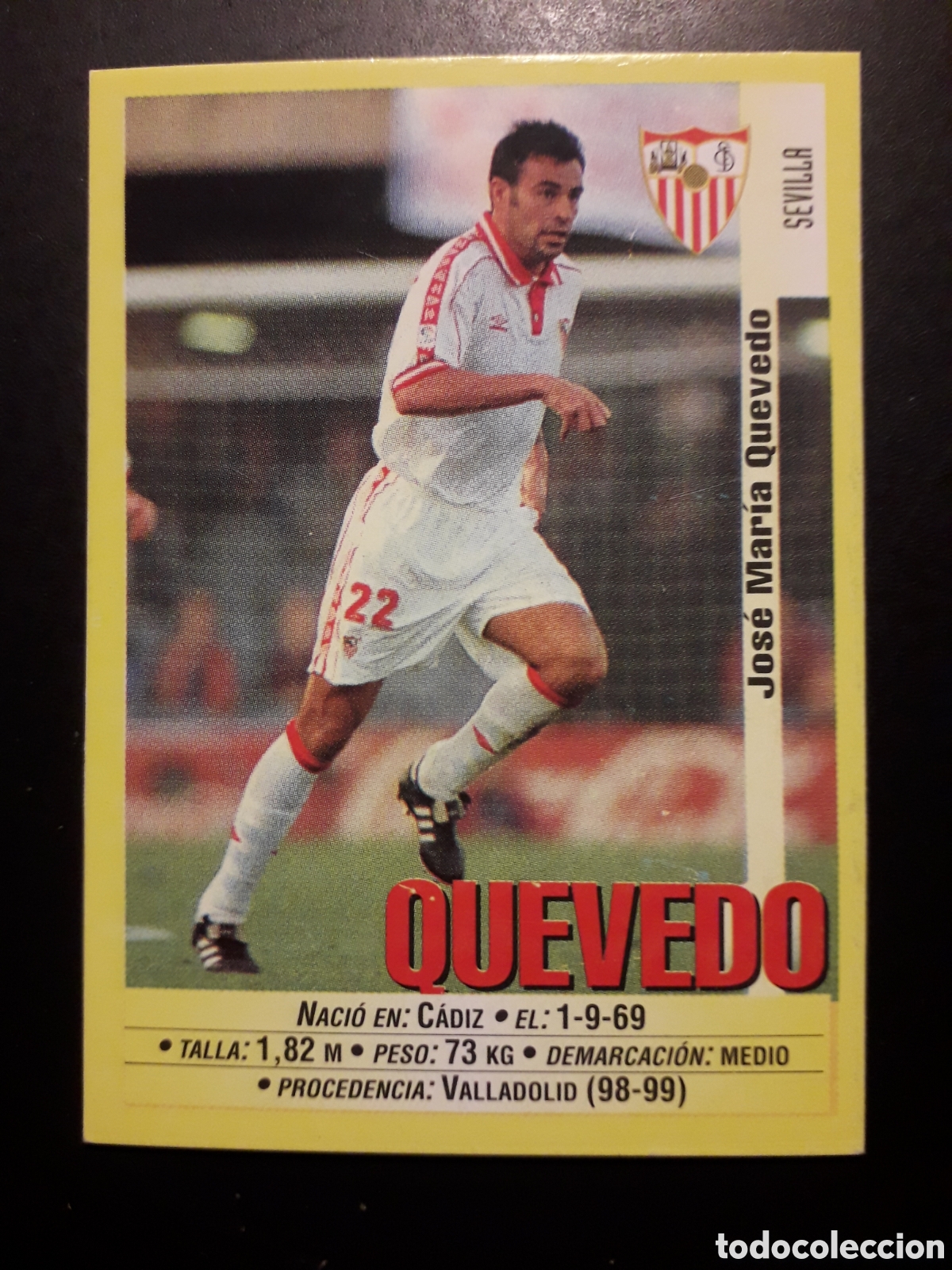 Fu&szlig;ball-Sticker: QUEVEDO, SEVILLA PANINI LIGA 1999-2000 99 00 N&deg; 372 SIN PEGAR. PEDIDO M&Iacute;NIMO 3&euro;.