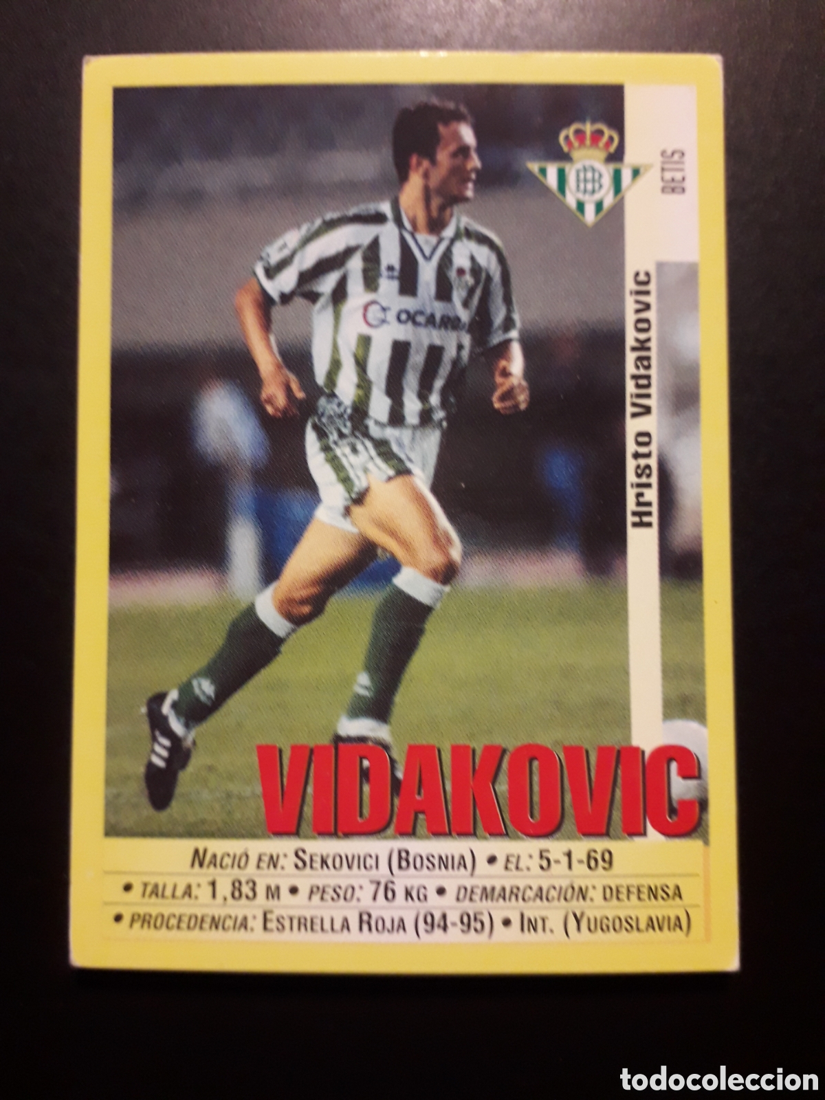Cromos de f&uacute;tbol: VIDAKOVIC, BETIS PANINI LIGA 1999-2000 99 00 N&deg; 197a SIN PEGAR. PEDIDO M&Iacute;NIMO 3&euro;.